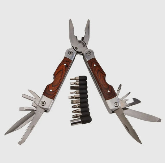 Wood Handle Stainless Steel Multi Function Tool with Bits